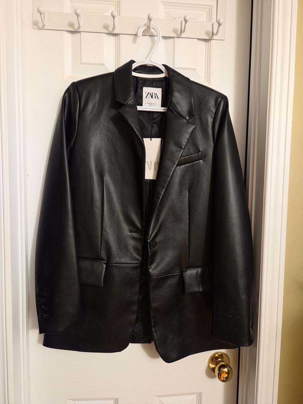 Zara Black Faux Leather Blazer